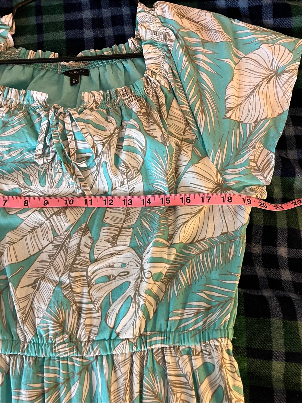 Talbots Teal and White Tropical Midi Dress NWOT Size 12 - Picture 6 of 8